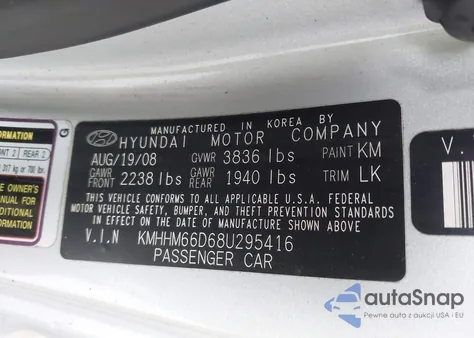 2008 Hyundai Tiburon Gs from USA, damaged, VIN KMHHM66D68U295416